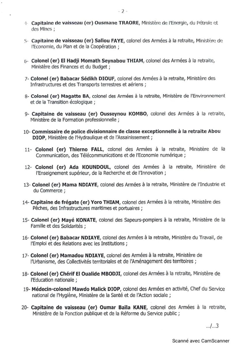 Nouvelles nominations de Hauts fonctionnaires de défense par le président Diomaye : 24 officiers supérieurs désignés