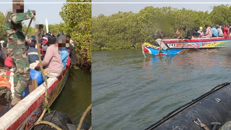 Interception d'une pirogue avec 92 migrants dans le delta du Saloum Interception d'une pirogue avec 92 migrants dans le delta du Saloum