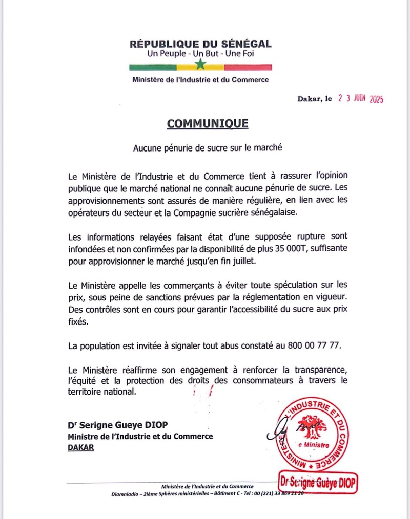 Aucune pénurie de sucre : le ministère rassure et annonce plus de 35 000 tonnes en stock Aucune pénurie de sucre : le ministère rassure et annonce plus de 35 000 tonnes en stock