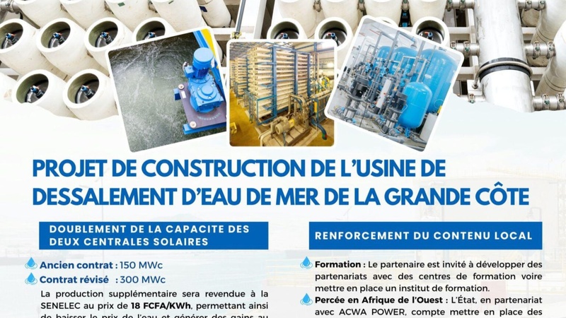 Usine de dessalement de la Grande Côte : un nouveau modèle de partenariat stratégique pour le Sénégal