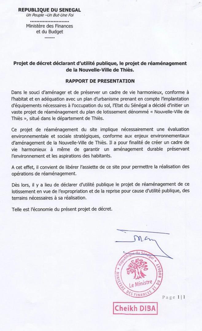 Réaménagement de la Nouvelle-Ville de Thiès : l’État déclare le projet d’utilité publique Réaménagement de la Nouvelle-Ville de Thiès : l’État déclare le projet d’utilité publique