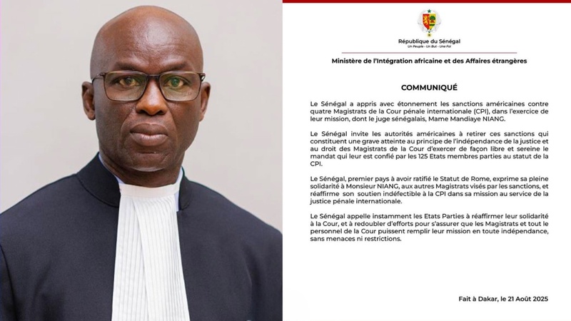 Sanctions américaines contre des juges de la CPI : le Sénégal exprime son étonnement et soutient Mame Mandiaye Niang Sanctions américaines contre des juges de la CPI : le Sénégal exprime son étonnement et soutient Mame Mandiaye Niang