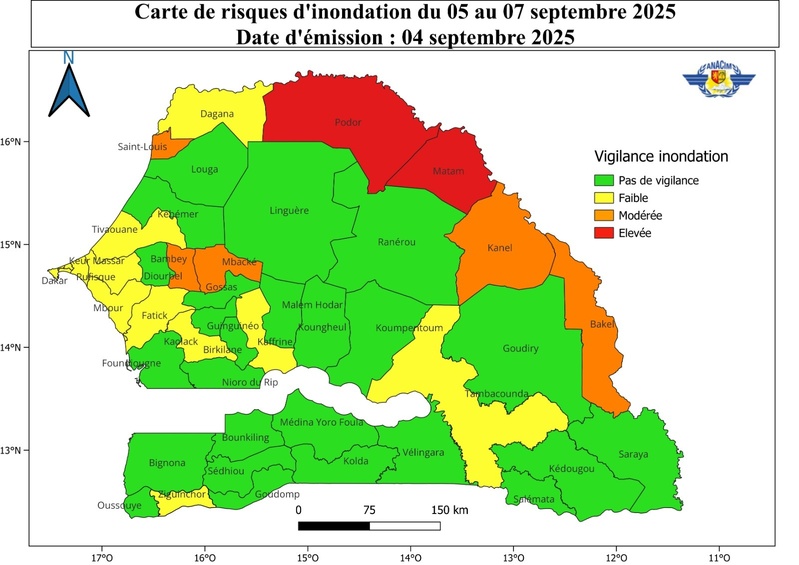 Sénégal : fortes pluies attendues dans plusieurs régions avec risques d’inondations (Anacim)