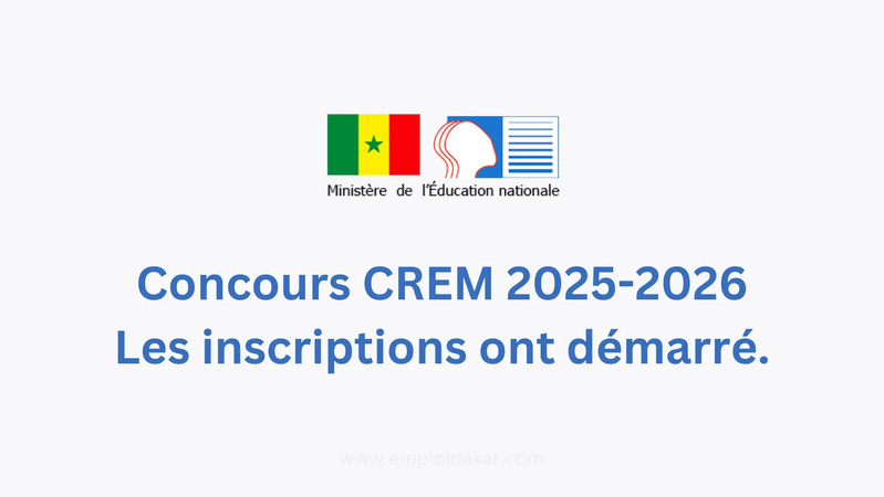 Concours CREM 2025 : ouverture des candidatures du 10 septembre au 10 octobre Concours CREM 2025 : ouverture des candidatures du 10 septembre au 10 octobre