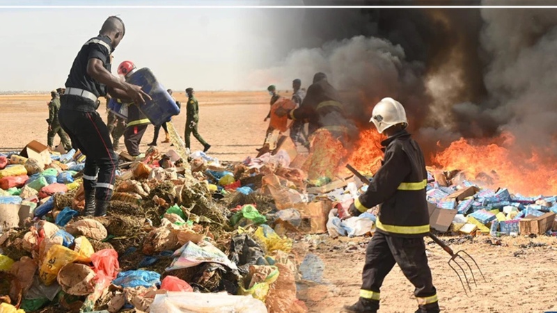 Kaolack : plusieurs tonnes de produits interdits détruites par la Douane Kaolack : plusieurs tonnes de produits interdits détruites par la Douane