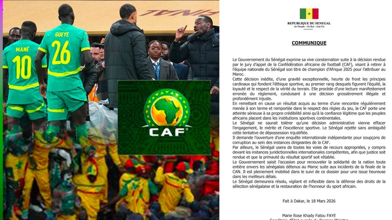 CAN 2025 : Dakar conteste la décision de la CAF et réclame une enquête indépendante CAN 2025 : Dakar conteste la décision de la CAF et réclame une enquête indépendante