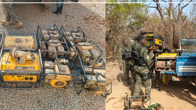 Saisie de matériel d’orpaillage illégal à Wortokhati par le GARSI 2 Saisie de matériel d’orpaillage illégal à Wortokhati par le GARSI 2