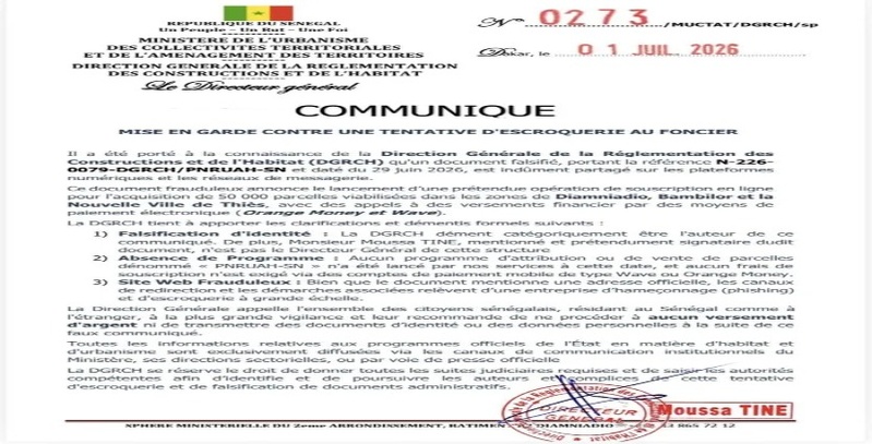 Nouvelle Ville de Thiès : des documents falsifiés sèment l'inquiétude Nouvelle Ville de Thiès : des documents falsifiés sèment l'inquiétude