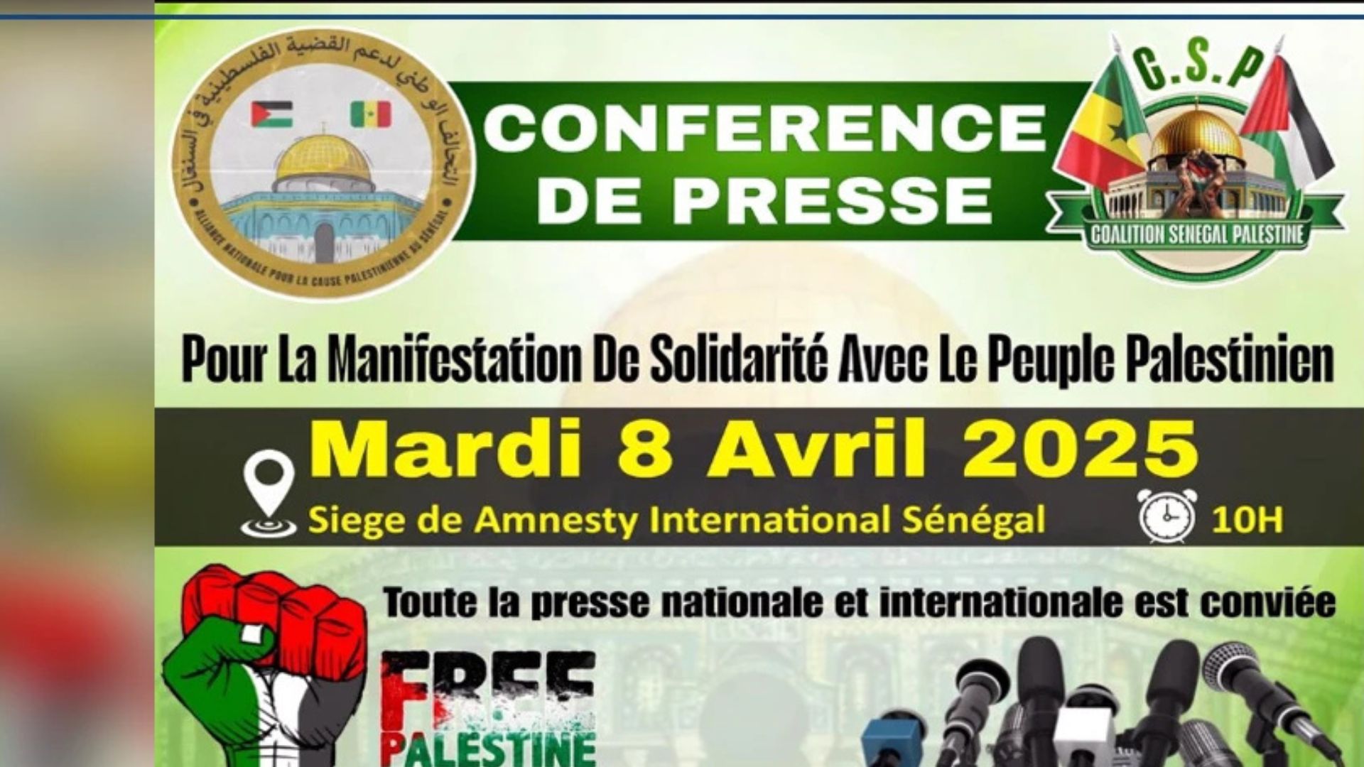 Conférence à Dakar : la cause palestinienne au cœur d’une rencontre mardi chez Amnesty International