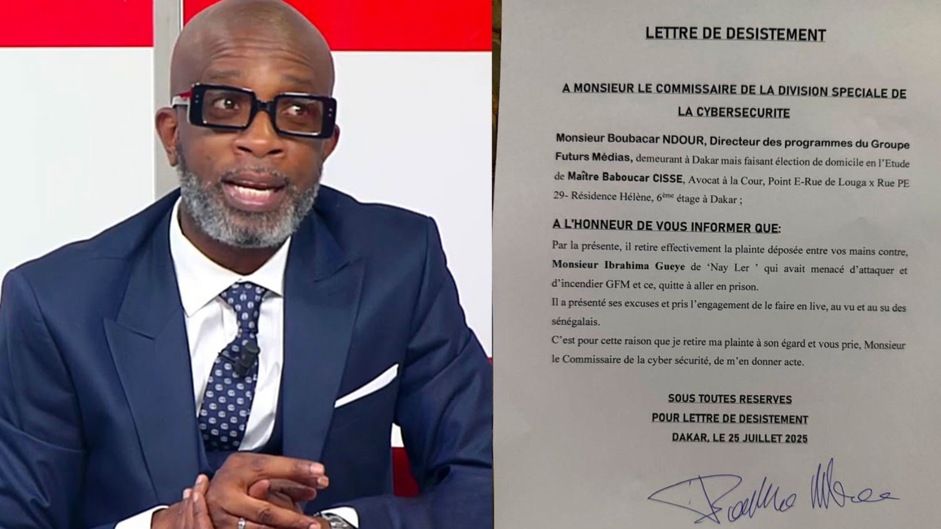 Bouba Ndour retire sa plainte contre Ney Leer après ses menaces contre la TFM