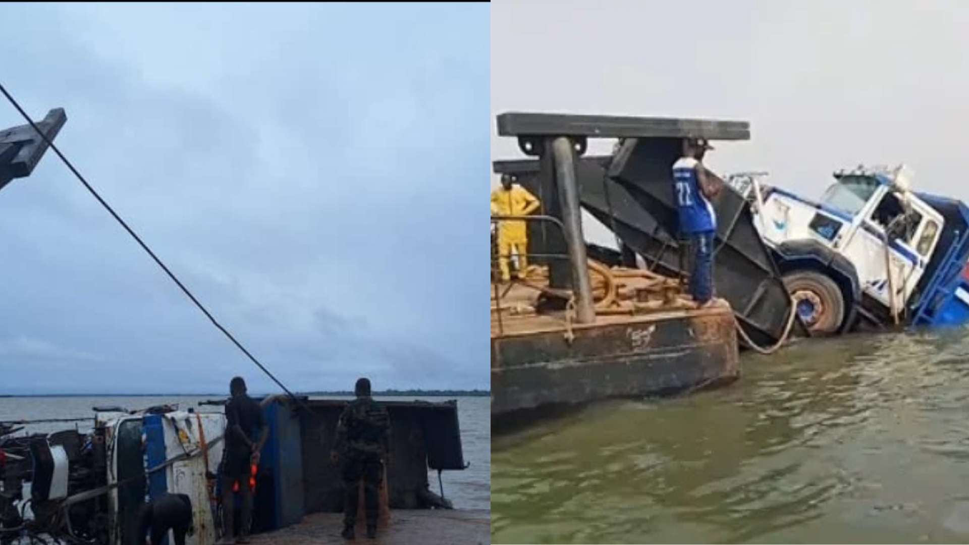 Sédhiou : un camion immergé depuis 28 jours retiré du fleuve par l’armée