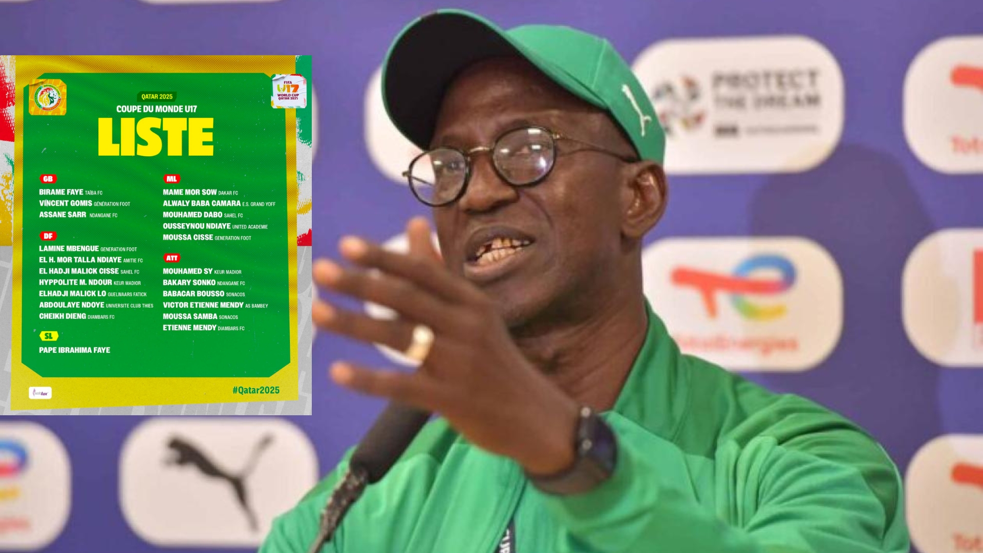 Coupe du monde U17 : le Sénégal dévoile sa liste de 21 joueurs pour le Mondial 2025 au Qatar Coupe du monde U17 : le Sénégal dévoile sa liste de 21 joueurs pour le Mondial 2025 au Qatar