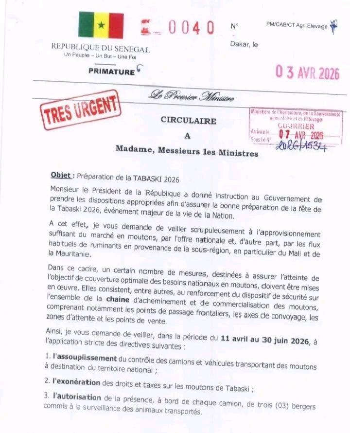 Préparation de la Tabaski 2026 : le gouvernement serre la vis et facilite l’approvisionnement en moutons