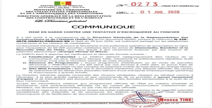 Nouvelle Ville de Thiès : des documents falsifiés sèment l'inquiétude
