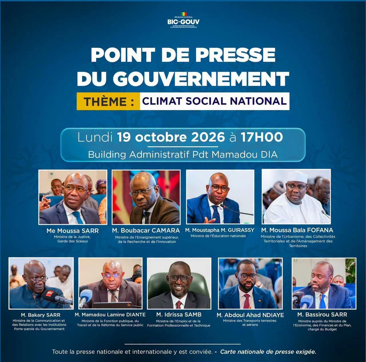 Climat social : huit ministres annoncés face à la presse à 17 h