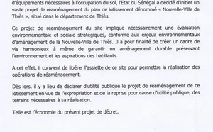 Réaménagement de la Nouvelle-Ville de Thiès : l’État déclare le projet d’utilité publique