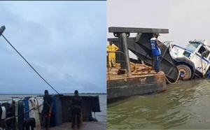 Sédhiou : un camion immergé depuis 28 jours retiré du fleuve par l’armée