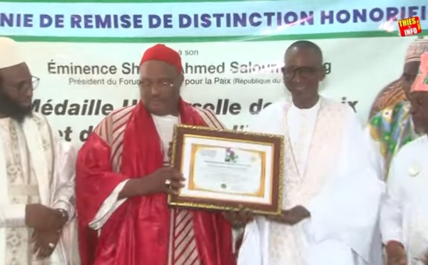 Thiès: Cheikh Ahmed Saloum Dieng reçoit la Médaille universelle de la paix et des droits de l'homme