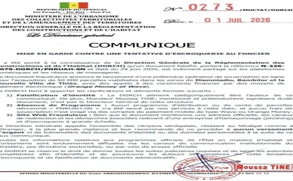 Nouvelle Ville de Thiès : des documents falsifiés sèment l'inquiétude
