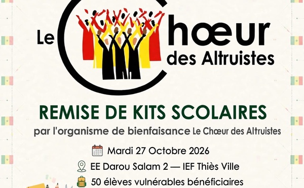 Thiès : le Chœur des Altruistes soutient 50 élèves de Darou Salam 2