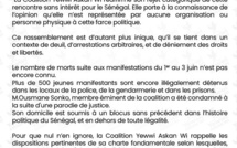 Dialogue national : Yewi askanwi affirme son refus catégorique de participer au dialogue et met en garde ses membres