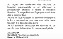 Urgent: Amadou Ba a appelé Diomaye pour le féliciter Urgent: Amadou Ba a appelé Diomaye pour le féliciter