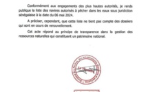 Publication de la liste des navires autorisés à pêcher dans les eaux sénégalaises