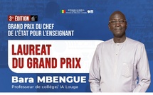 Education Grand prix du Chef de l’État: Bara Mbengue, meilleur enseignant du Sénégal